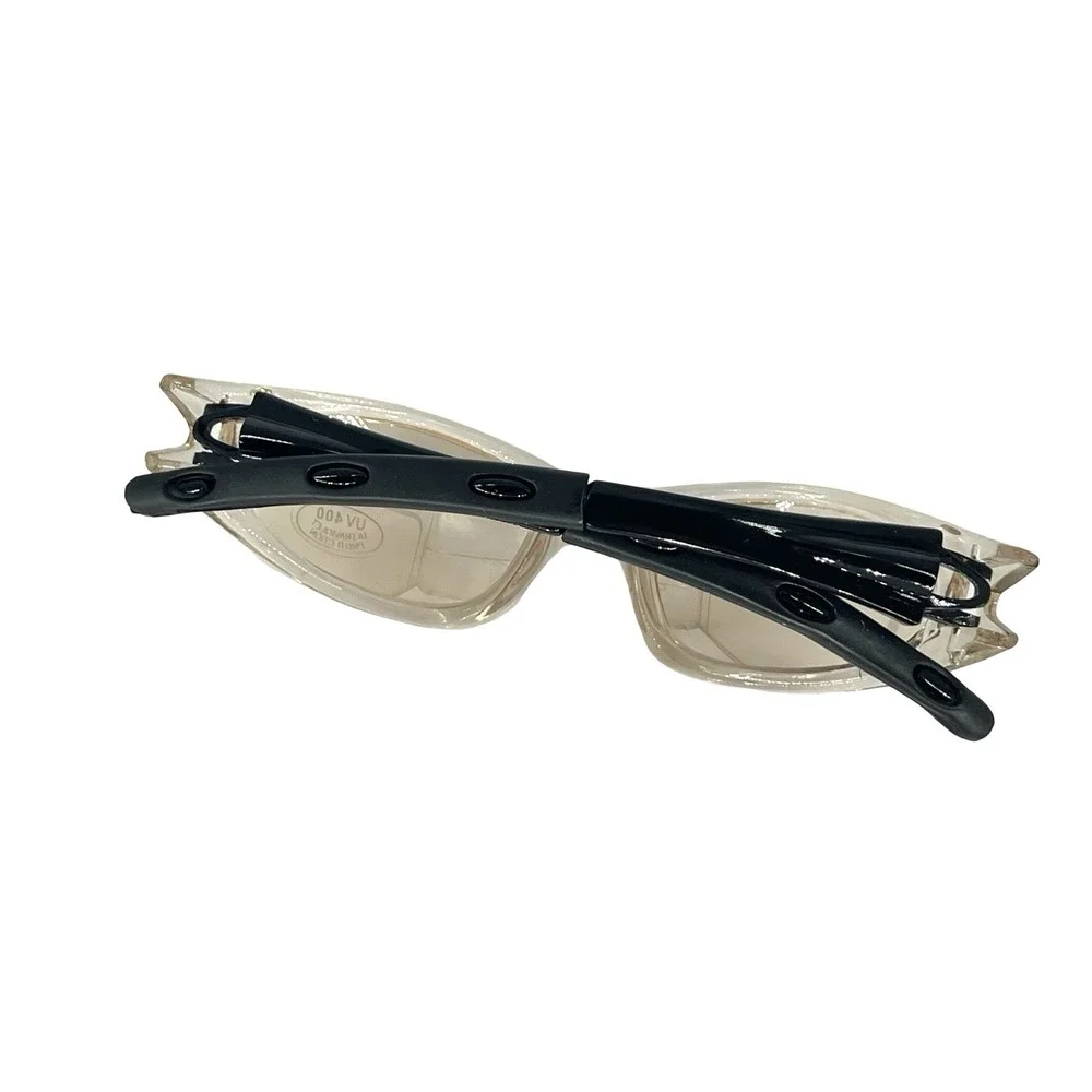 Y2K Wraparound Sunglasses Clear Champagne Amber Lens Sport Cyber UV400